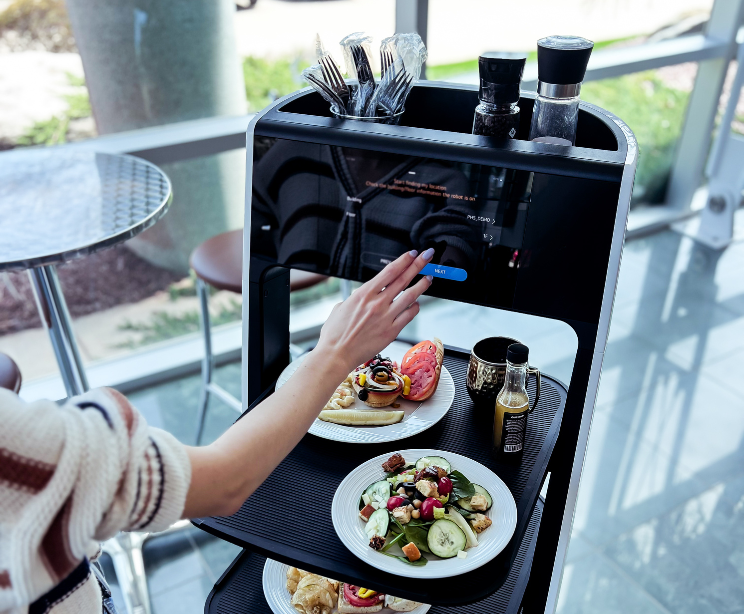 Waiter Robot serving food to guests