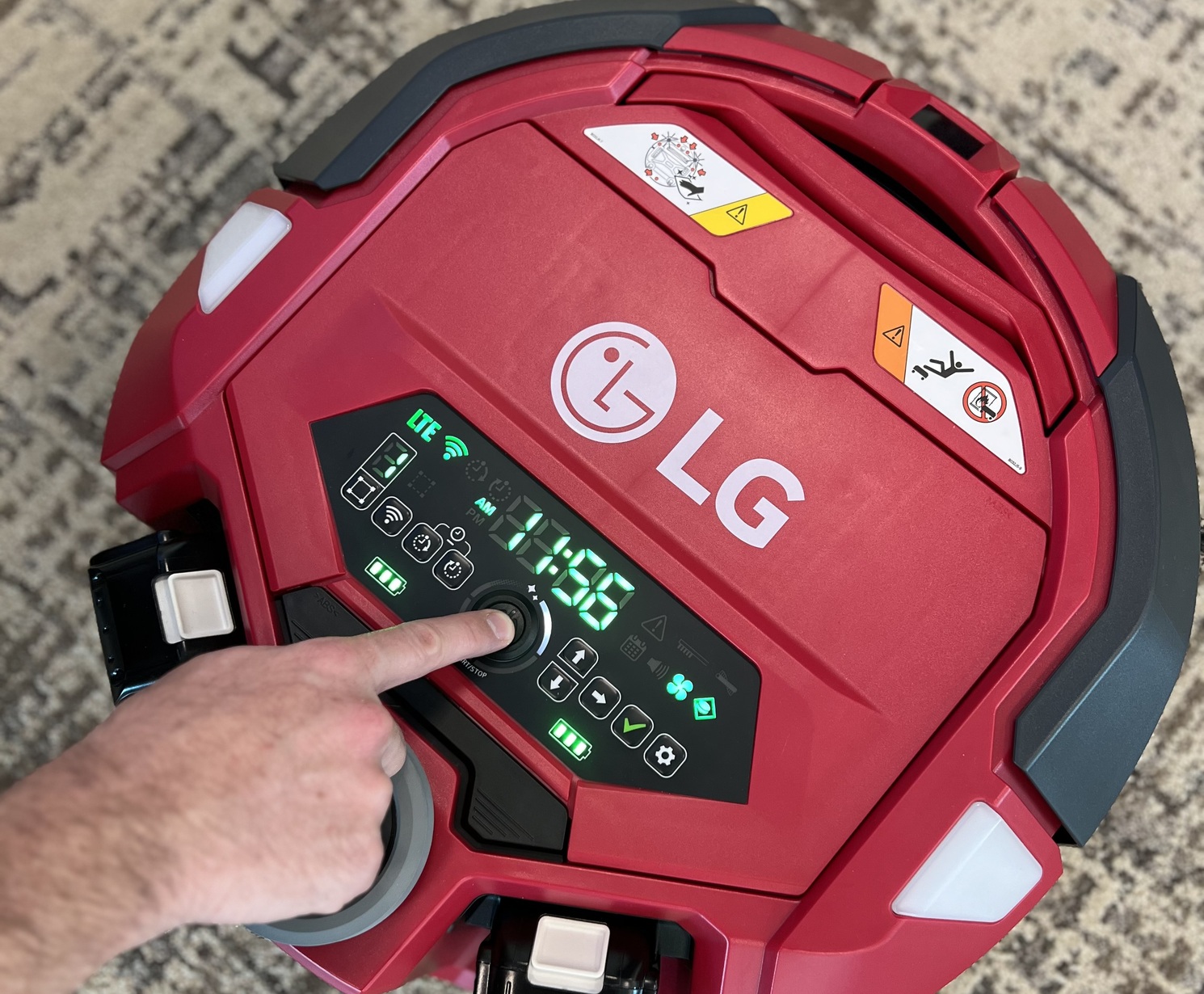 Cleaning Robot vacuuming the floor of a hotel room